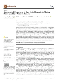 Geochemical Occurrence of Rare Earth Elements in Mining Waste and Mine Water: a Review