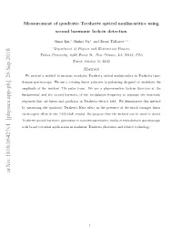 Measurement of Quadratic Terahertz Optical Nonlinearities Using Second