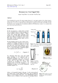 Resonance in a Cone-Topped Tube