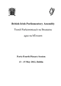 Summary of the 44Th Plenary Session, May 2012