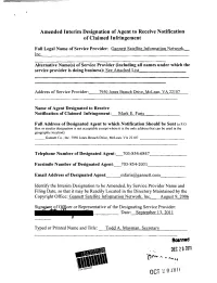 Amended Interim Designation of Agent to Receive Notification of Claimed Infringement