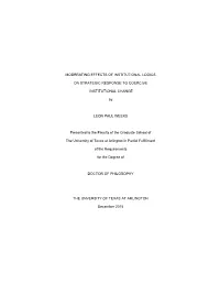 Moderating Effects of Institutional Logics On