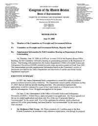 Supplemental Memo on DOJ Grantmaking