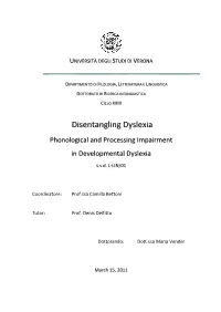 Developmental Dyslexia S.S.D