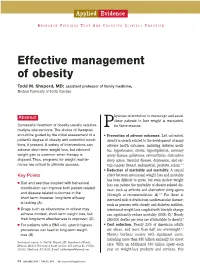 Effective Management of Obesity