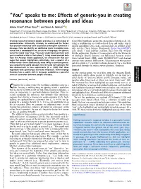 Effects of Generic-You in Creating Resonance Between People and Ideas