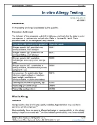In-Vitro Allergy Testing