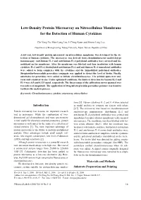 Low-Density Protein Microarray on Nitrocellulose Membrane for the Detection of Human Cytokines