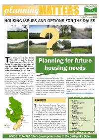 Planning Spring/Summer 2012 HOUSING ISSUES and OPTIONS for the DALES