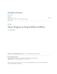 Shame: Bergman on Responsibility and Blame Leonard V