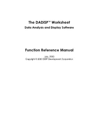 The Dadisp™ Worksheet Function Reference Manual