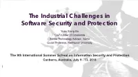 The Industrial Challenges in Software Security and Protection