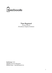 Time Regained Proust, Marcel (Translator: Stephen Hudson)