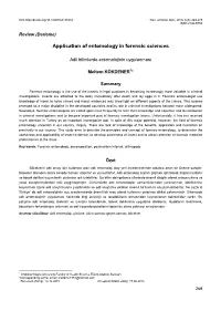 Application of Entomology in Forensic Sciences