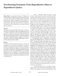 Decolonizing Feminism: from Reproductive Abuse to Reproductive Justice