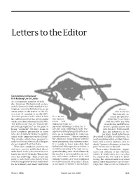 Letters to the Editor, Volume 42, Number 3