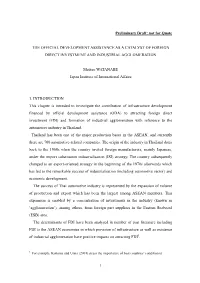 Not for Quote the OFFICIAL DEVELOPMENT ASSISTANCE AS