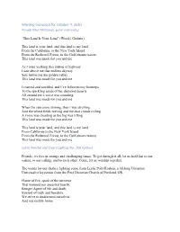 Transcript for October 4, 2020 Prelude (Matt Mccleskey, Guitar and Vocals)