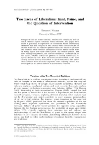 Two Faces of Liberalism: Kant, Paine, and the Question of Intervention