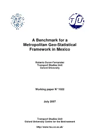 A Benchmark for a Metropolitan Geo-Statistical Framework in Mexico