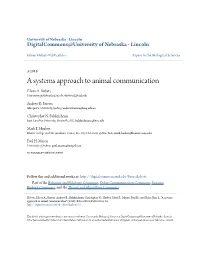 A Systems Approach to Animal Communication Eileen A