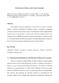 Abstract Key Words 1.1 Fundamental Definitions of the Branch of Defense