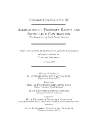 Allocation of Property Rights and Incomplete Contracting the Economics of Local Public Services