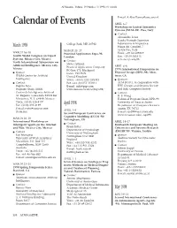 Calendar of Events APRIL 6–7 Workshop on Lexical Semantics Systems (WLSS–98)