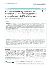Can the Morality of Conscientious Objection Be Empirically Supported? the Italian Case Marco Bo1,2, Carla Maria Zotti3* and Lorena Charrier3