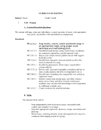 CURRICULUM MAPPING Subject:​Music Grade: Fourth I. Unit