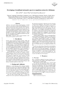 Developing a Broadband Automatic Speech Recognition System for Afrikaans