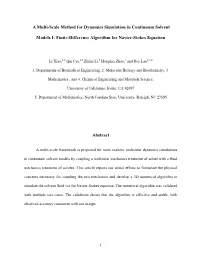 A Multi-Scale Method for Dynamics Simulation in Continuum Solvent