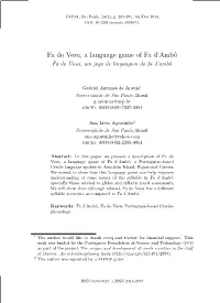 Fa Do Vesu, a Language Game of Fa D'ambô