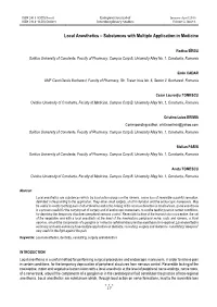 Local Anesthetics – Substances with Multiple Application in Medicine