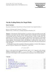 On the Scaling Ratios for Siegel Disks