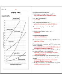 Solubility Curves Answer the Following Questions Based on Solubility Graph a 1