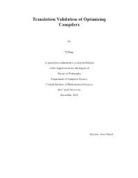 Translation Validation of Optimizing Compilers