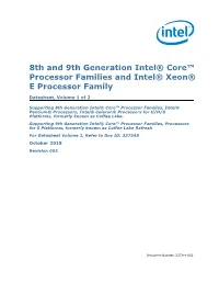 8Th Generation Intel® Core™ Processor Datasheet, Vol. 1