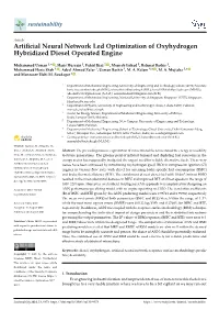 Artificial Neural Network Led Optimization of Oxyhydrogen Hybridized Diesel Operated Engine