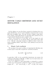 Chapter 4 MONTE CARLO METHODS and MCMC SIMULATION