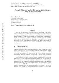Cosmic Matter Under Extreme Conditions: CSQCD II Summary