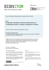 Employee Motivation and Work Performance: a Comparative Study of Mining Companies in Ghana