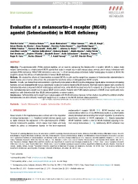 MC4R) Agonist (Setmelanotide) in MC4R Deﬁciency