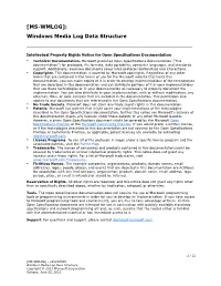 [MS-WMLOG]: Windows Media Log Data Structure