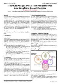 Structural Analysis of Gear Train Design in Portal Axle Using Finite Element Modeling 1E