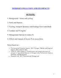 Nitrogen – Pollution and Its Impacts