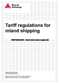 Tariff Regulations for Inland Shipping