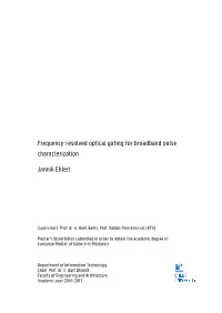 Jannik Ehlert Characterization Frequency-Resolved Optical Gating