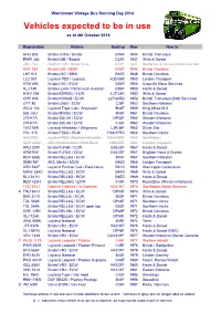 Vehicles Expected to Be in Use As at 4Th October 2014
