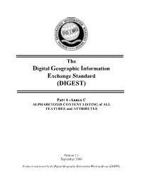 Annex C ALPHABETIZED CONTENT LISTING of ALL FEATURES and ATTRIBUTES